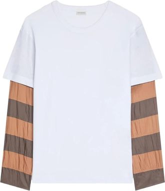 Dries Van Noten T-shirt a maniche stratificate - - Tops - Uomo - Bianco - L