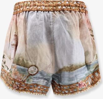 Zimmermann Womens Shorts Mahon Linen Beige