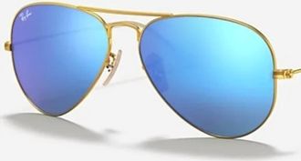 Ray-Ban Mens Aviator Flash Sunglasses In Gold Blue Flash