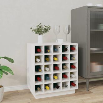 vidaXL Vidaxl - Botellero De Madera Maciza De Pino Blanco 55,5x34x61 Cm