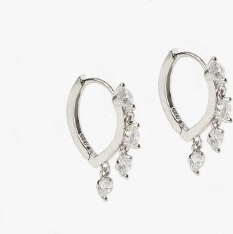 Native Gem Womens Dangling Crystal Huggie Earrings In Silver