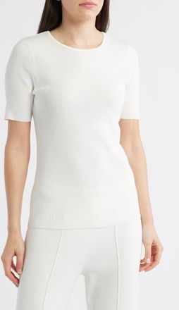 Tahari by ASL Short Sleeve Sweater in White at Nordstrom, Size X-Small P
