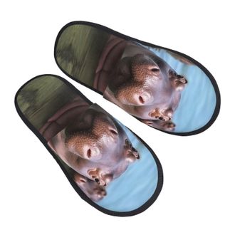 Generic Slippers Cute Hippos Unisex Fleece Slippers Soft House Shoes For Guest Room Room Women M