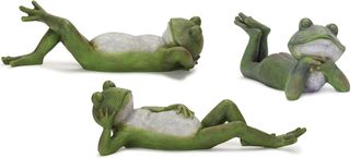 Melrose International Lounging Garden Frog Figurine (Set of 3) - Green, Grey, Brown