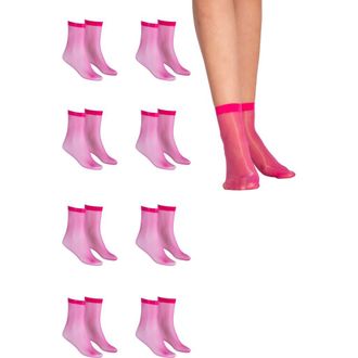 Lechery 8-Pair Pack Colored Fashion Ankle Nylons Sheer Socks Women in Pink at Nordstrom