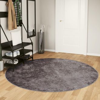 vidaXL Alfombra Lavable Antideslizante Gris &Oslash; 200 Cm Vidaxl