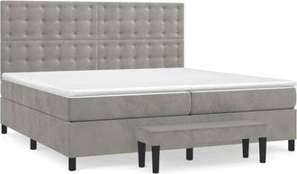 vidaXL Vidaxl - Cama Box Spring Con Colch&oacute;n Terciopelo Gris Claro 200x200 Cm