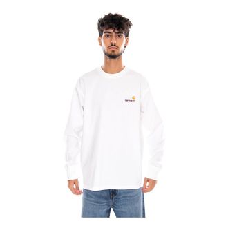 Carhartt Work in Progress Camiseta L/S American Script - Tops - Hombre - Blanco - 2XL