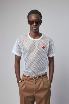 Comme Des Gar&ccedil;ons T-shirt Mesh Red Emblem