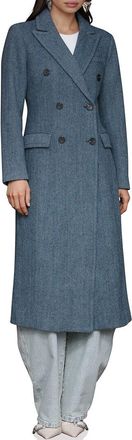Avec Les Filles Strong Shoulder Fitted Wool-Blend Coat