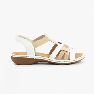 Rieker 65918-81 Womens Sandals White Combination - Size UK 7.5