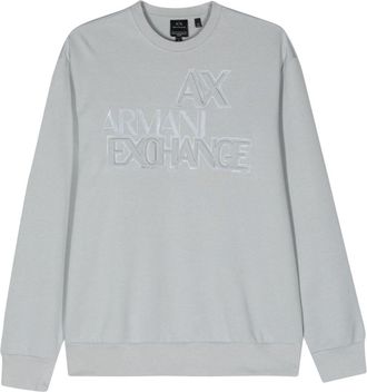 A|X Armani Exchange logo-appliqué crew-neck sweatshirt - men - Polyester/Cotton - M - Grey