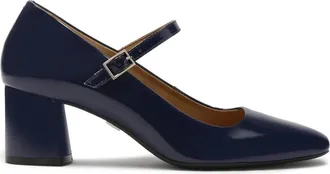 Kazar Donkerblauwe gelakte pumps met lage hak - Dames - Pumps - Blauw - 37 EU - Leer - Schoenen