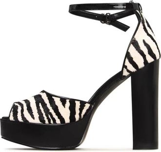 Cesare Gaspari Charm Block Heel Pumps - Zebra - Dames - Pumps - Veelkleurig - 40 EU - Leer - Schoenen