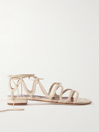 Manolo Blahnik Sandali In Pelle Fawdaflat - Crema