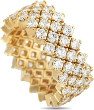 Luxury Bazaar 18K Yellow Gold 4.85ct Diamond Lattice Eternity Ring MF15-122425