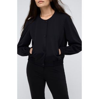 Kenneth Cole Athletic Stretch Collarless Bomber Jacket in Black at Nordstrom Rack, Size Large