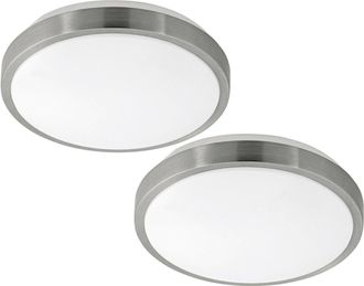 Loops 2 PACK Wall Flush Ceiling Light White Shade White Satined Nickel Plastic LED 18W