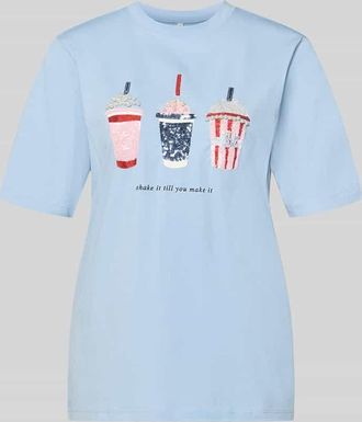 Only Regular Fit T-Shirt aus reiner Bio-Baumwolle Modell BURST in Hellblau, Gr&ouml;&szlig;e XL