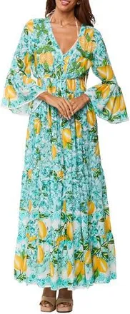 Ranee&rsquo;s Long Sleeve Smocked Waist Maxi Dress in Green at Nordstrom Rack, Size Large/x-Large
