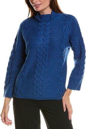 Forté Cashmere Placed Cable Funnel Neck Wool & Cashmere-Blend Sweater