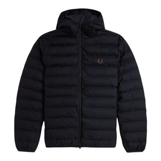 Fred Perry Winter Jackets, male, Black, Size: 2XL Hooded Insulated Jacket