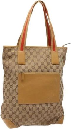 Gucci Pre-owned Canvas gucci-bags - Dames - Vintage Shopper - Beige - ONE Size - Leer - Vintage