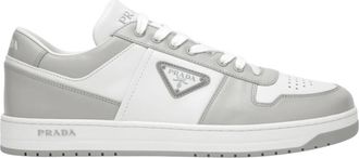 Prada Downtown Leren Sneakers - Heren - Sneakers - Wit - 41 1/2 EU - Leer - Schoenen
