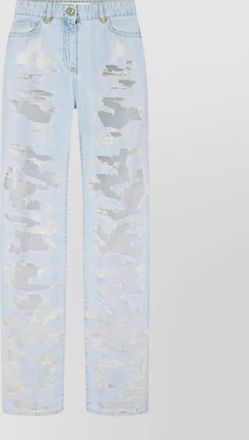 Elisabetta Franchi light wash palazzo leg five pocket trousers