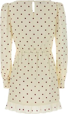 Alessandra Rich Womens Printed Silk Mini Dress Creambordeaux Abiti