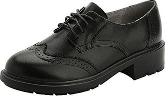 Chaussures Oxford Brogue Femme Rismart - Cuir Véritable - Lacets - Style Rétro - Bureau/Cérémonie