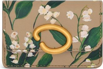 Oscar De La Renta Lily of the Valley pasjeshouder met print - Beige