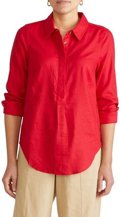 Universal Standard Elbe Stretch Shirt in Lipstick Red at Nordstrom, Size Xs