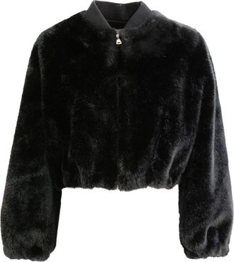 VALENTINI 1972 long-sleeve faux-fur bomber jacket - Black