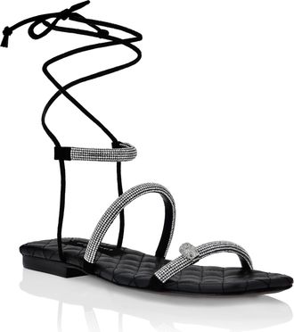 Philipp Plein Matelasse Sandals Flat with Crystals