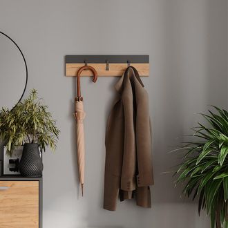 Vicco Perchero De Pared Orlando, Antracita/roble Dorado, 60 X 15 Cm