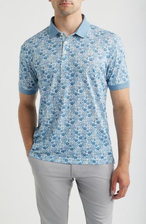 Swannies Haven Floral Performance Golf Polo in Blue Shadow at Nordstrom, Size Xx-Large