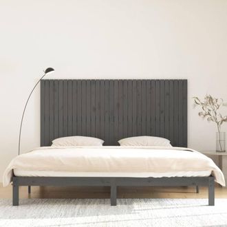 Berkfield Home Wall Headboard Grey 204x3x110 cm Solid Wood Pine | Size: 204 x 3 x 110 cm