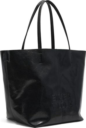 Bimba & Lola Leren shopper met logo - Zwart