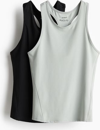 H&M 2er-Pack Sport-Tanktops mit DryMove - Turquoise