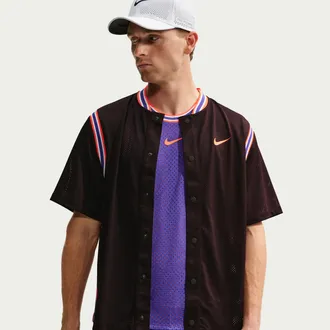 Nike Mens Court Slam Dri-FIT Button-Up Tennis Top in Red | IM6611-647
