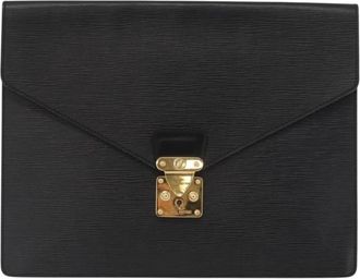 Louis Vuitton Pre-owned Clutches, female, Black, Size: ONE SIZE Pre-owned Vintage Leather Briefcase