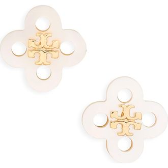 Tory Burch Forget Me Not Stud Earrings in Tory Gold /Mother Of Pearl at Nordstrom