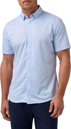 Mizzen+Main Halyard Trim Fit Floral Button-Up Shirt in Cloud Blue Split Floral at Nordstrom, Size Xx-Large
