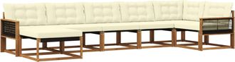 vidaXL Conjunto De Sof&aacute;s De Exterior 7 Uds. Natural Y Crema Vidaxl