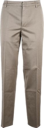 Dondup Turquoise James Straight-Leg Cotton-Linen Blend Trousers
