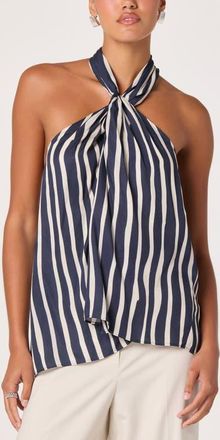 ASTR the Label Cira Striped Halter Top in Navy Stripe at Nordstrom, Size X-Small