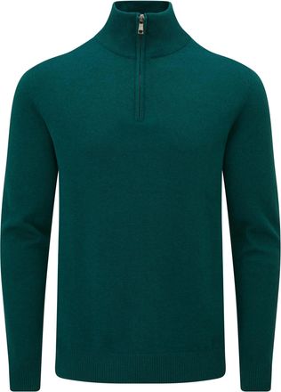 Charles Wilson Mens Essential Cotton Zip Neck Jumper (XXL, Dark Green (0524))