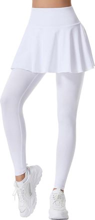 Generic Womens High Waisted Running Leggings, Tennis Skirts with Leggings, Full Length Skirted Trousers for Women Sports, High Waisted Tennis Skirts, Sport Te