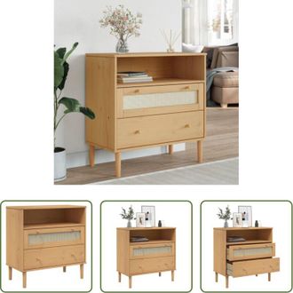 vidaXL Credenza in pino - Credenza SENJA Aspetto Rattan Marrone 80x40x80 cm Massello Pino